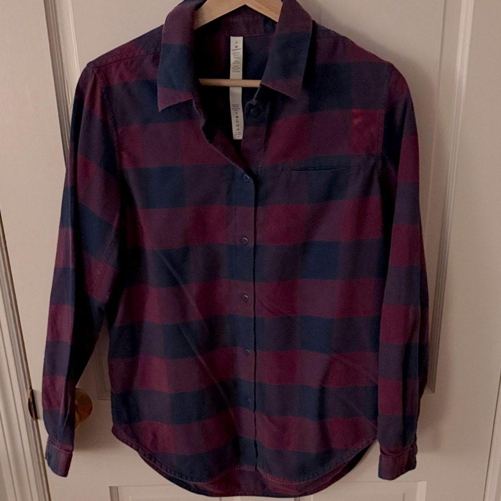 Lululemon Full Day Ahead Purple and Navy Plaid Shirt